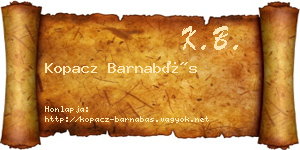 Kopacz Barnabás névjegykártya